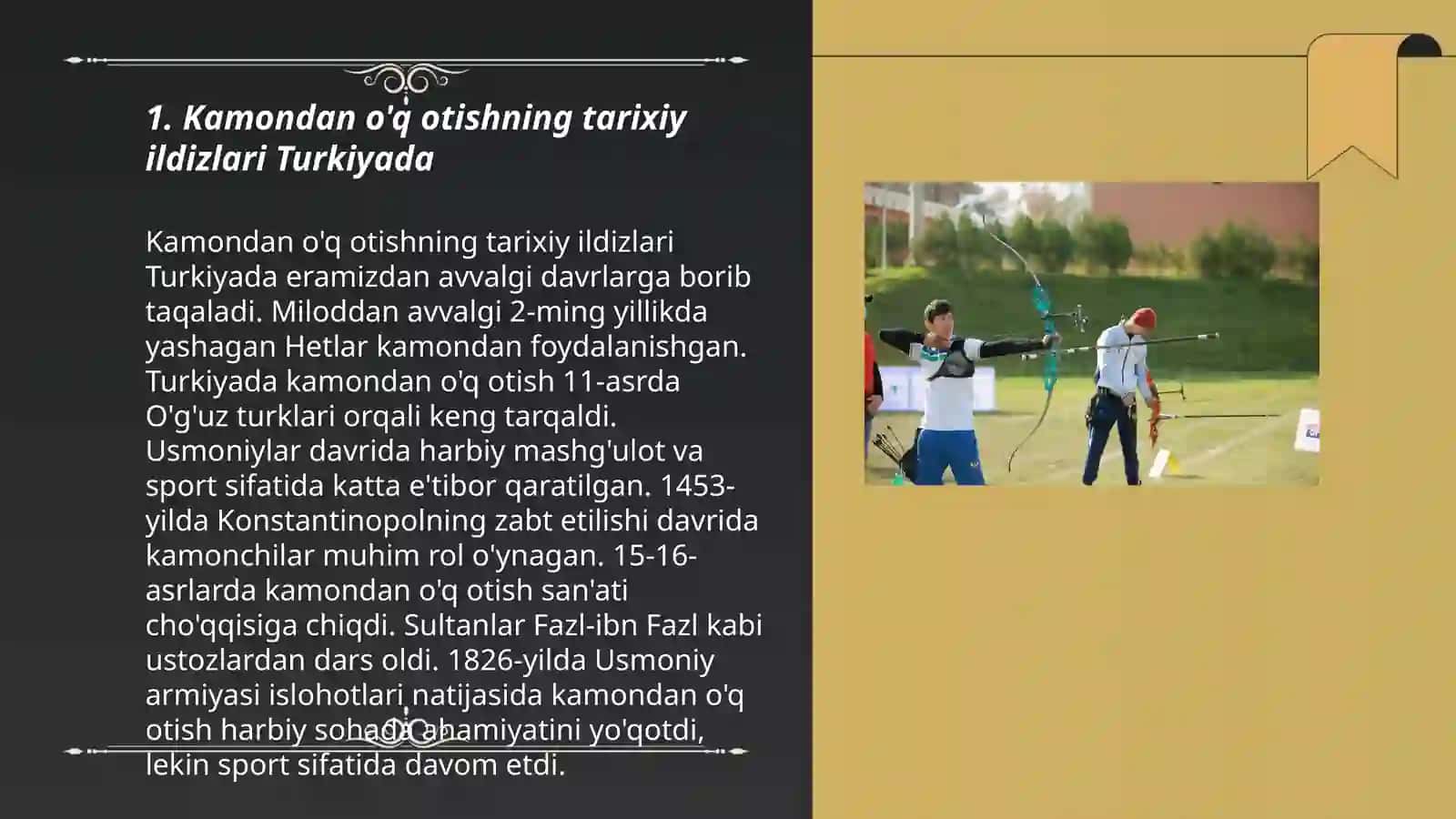 Turkiya Respublikasida kamondan o'q otish sport turini tarixi va rivojlanishi 3