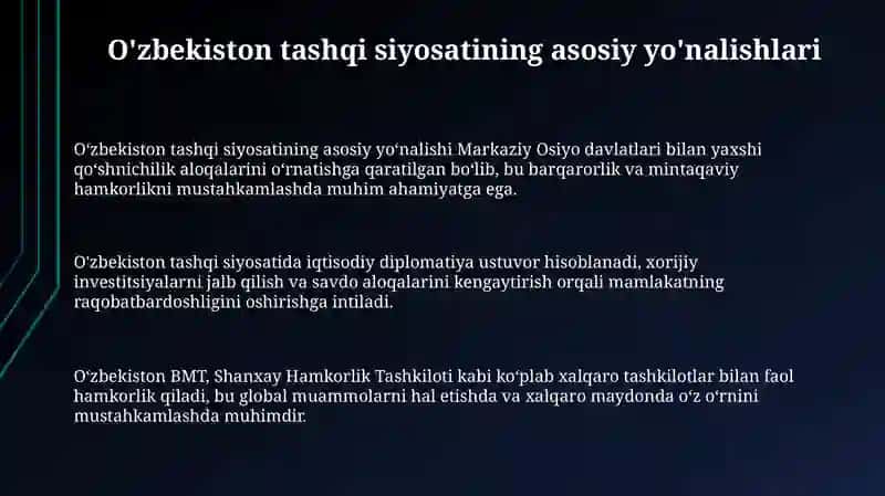 Oʻzbekiston va Jahon hamjamiyati 3