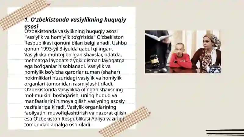 O'zbekistonda vasiylikning huquqiy asosi 3