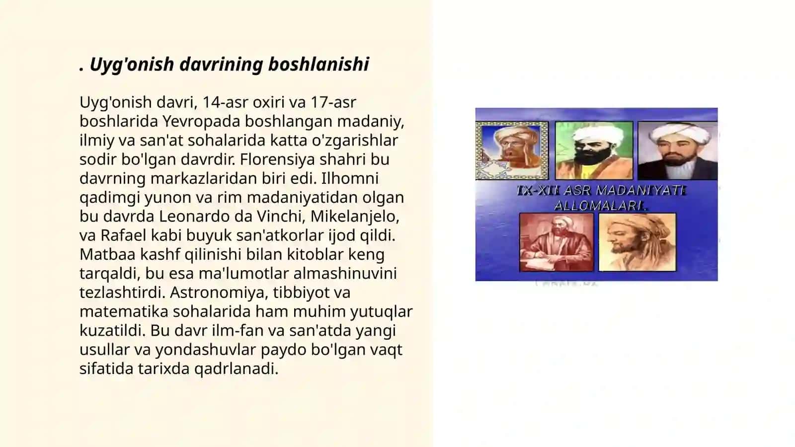 Yevropada uyg’onish davri 3