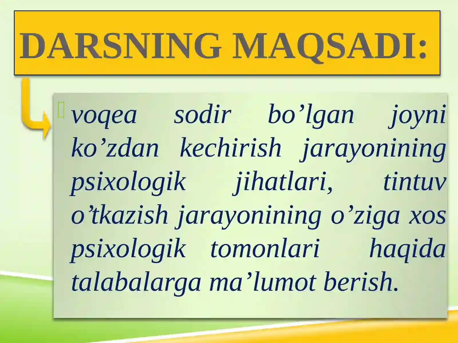 TINTUVO’TKAZISH VA VOQEA SODIR BO’LGAN JOYNI KO’ZDAN KECHIRISH PSIXOLOGIYASI 3