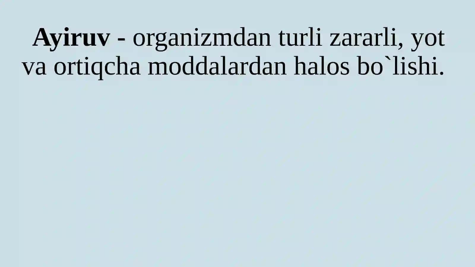 Ayiruv tizimining fiziologiyasi. Buyraklar funksiyalari 3