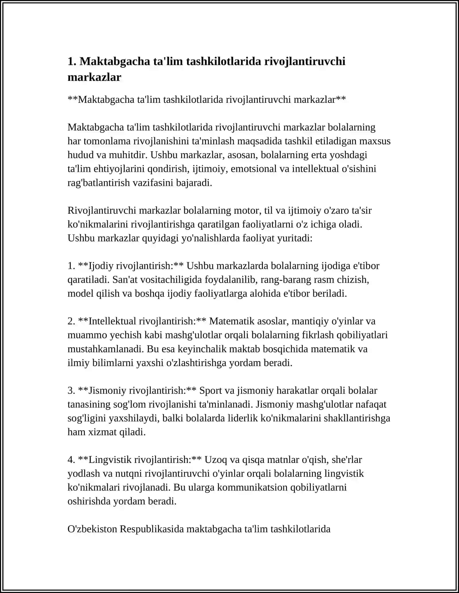 Maktabgacha ta'lim tashkilotlarida rivojlantiruvchi markazlar 3