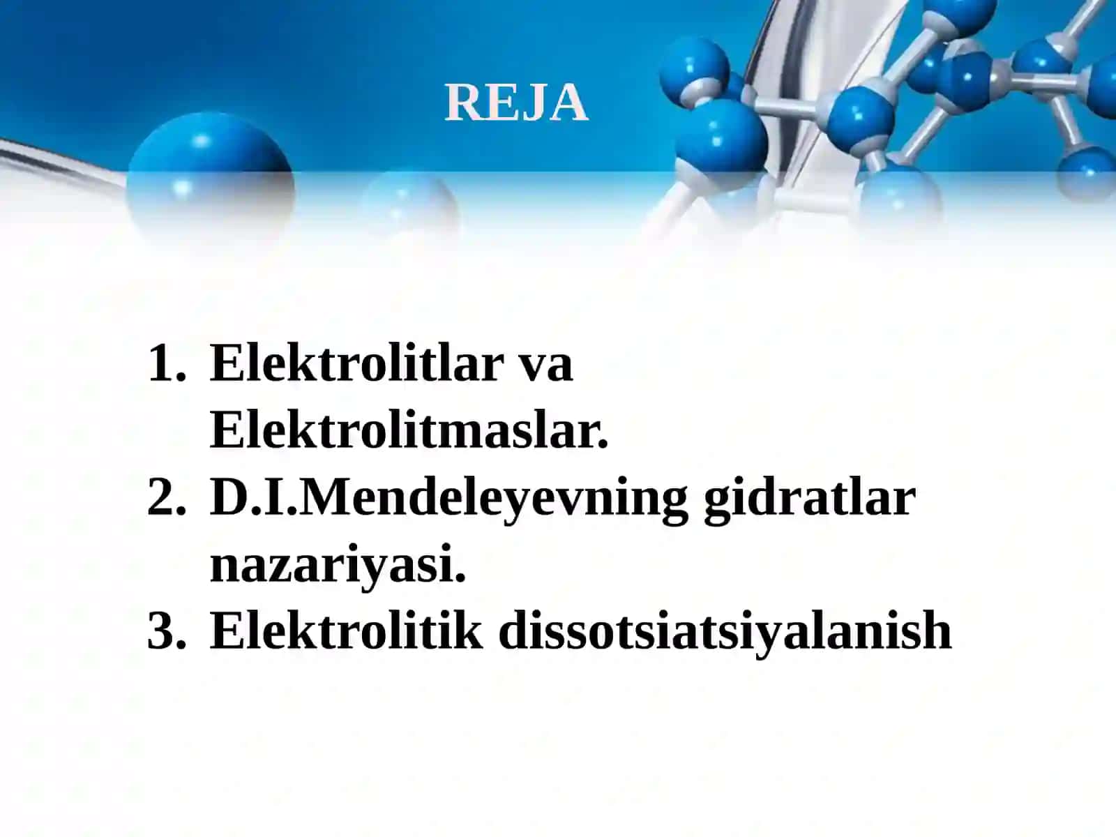 Elektrolitik dissotsilanish nazariyasining asosiy qoidalari 3