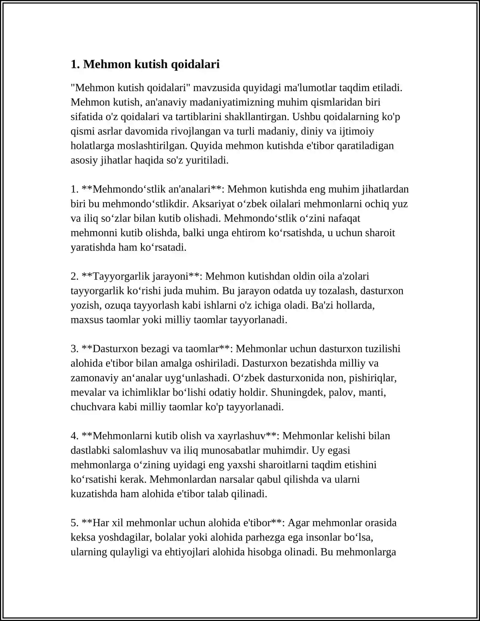 MEHMONGA BORISH VA MEHMON KUTISH ODOBI 3