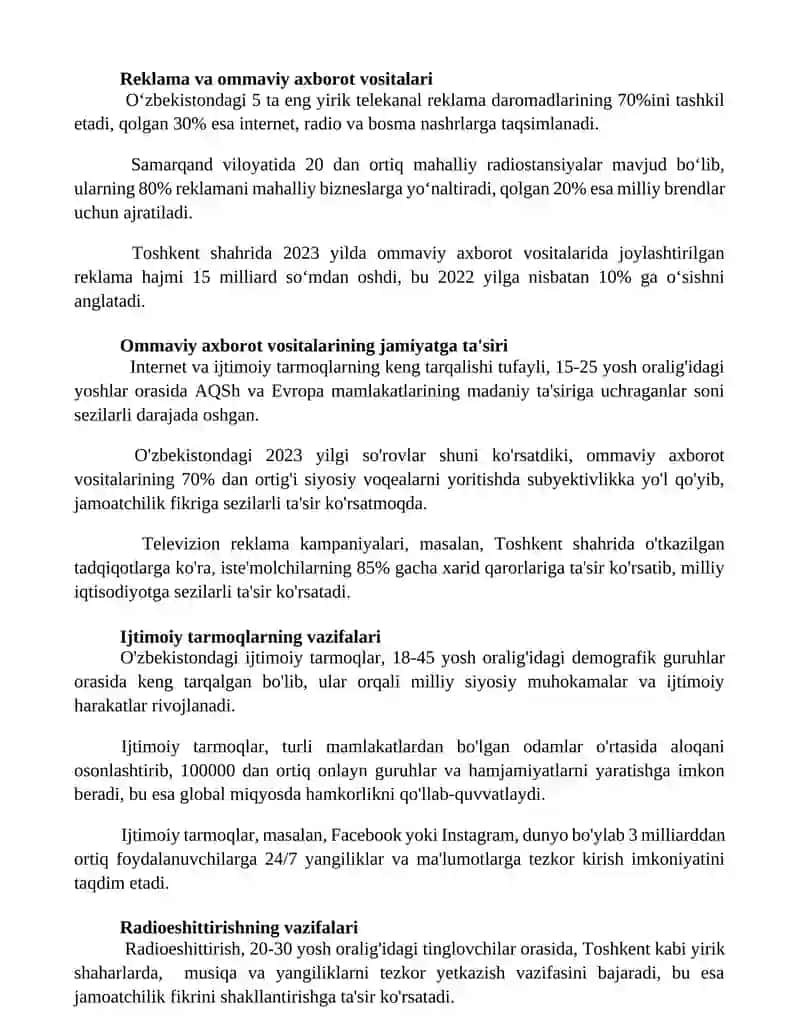 Ommaviy axborot vositalari(OAV) turlari va ularning vazifalari 3