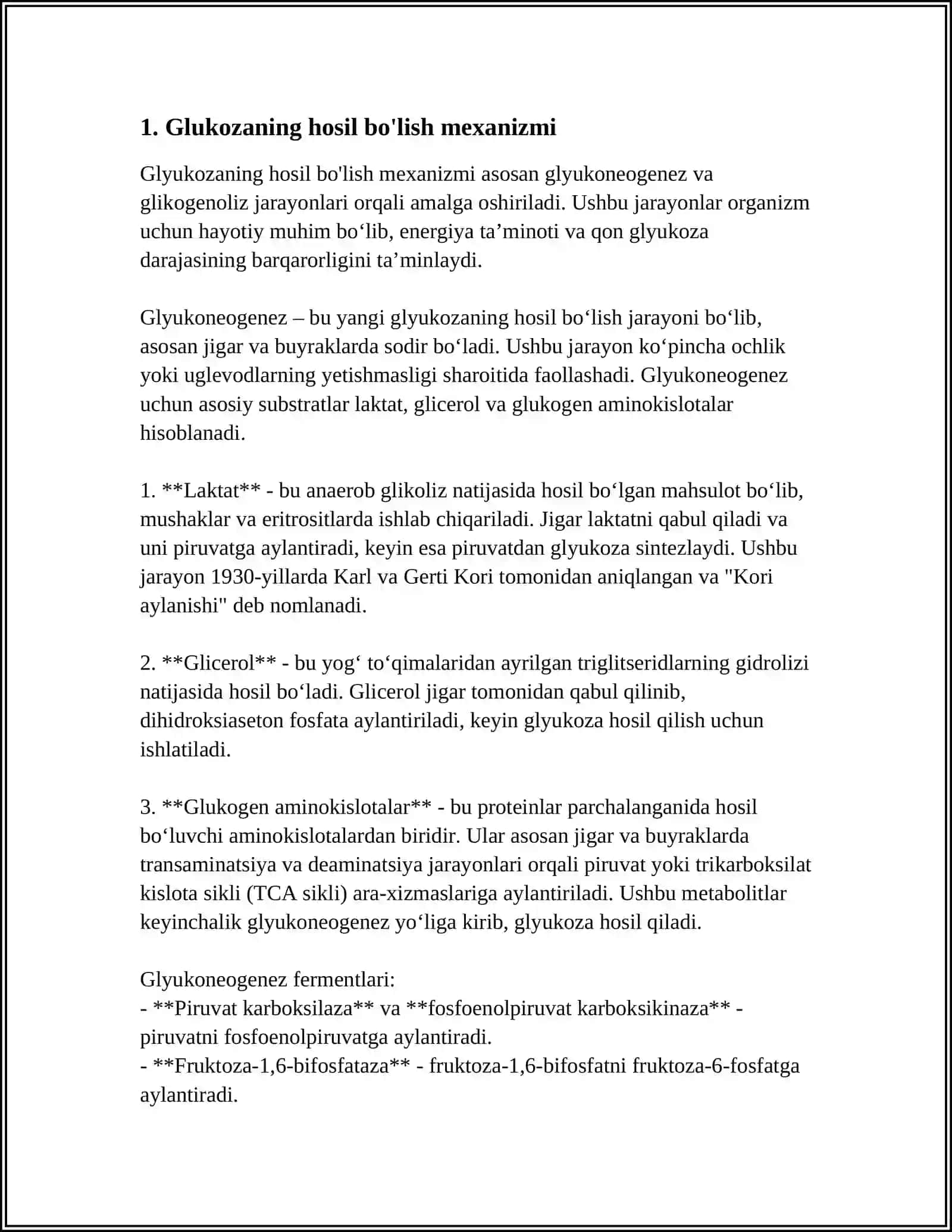 GLUKOZANING HOSIL BÕLISHI VA PARCHALANISH JARAYONI 3