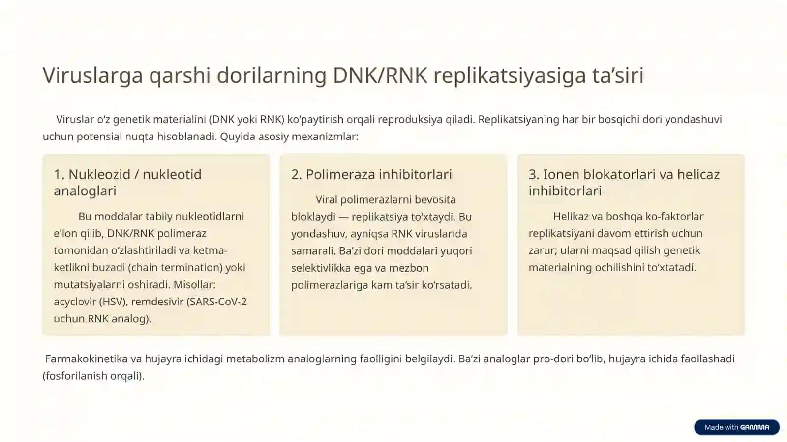Viruslarga va O‘smalarga Qarshi Dori Vositalarning Ta’sir Mexanizmi 3