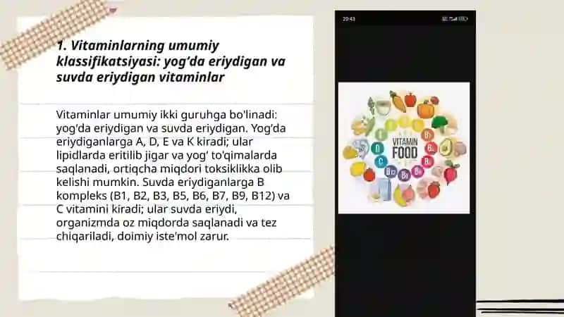 Vitaminlar klassifikatsiyasi va ularning tuzilishi funksiyasi 3