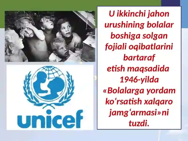 UNICEF tashkiloti va uning maqsad va vazifalari. BMT bolalar huquqi himoyachisi. 3