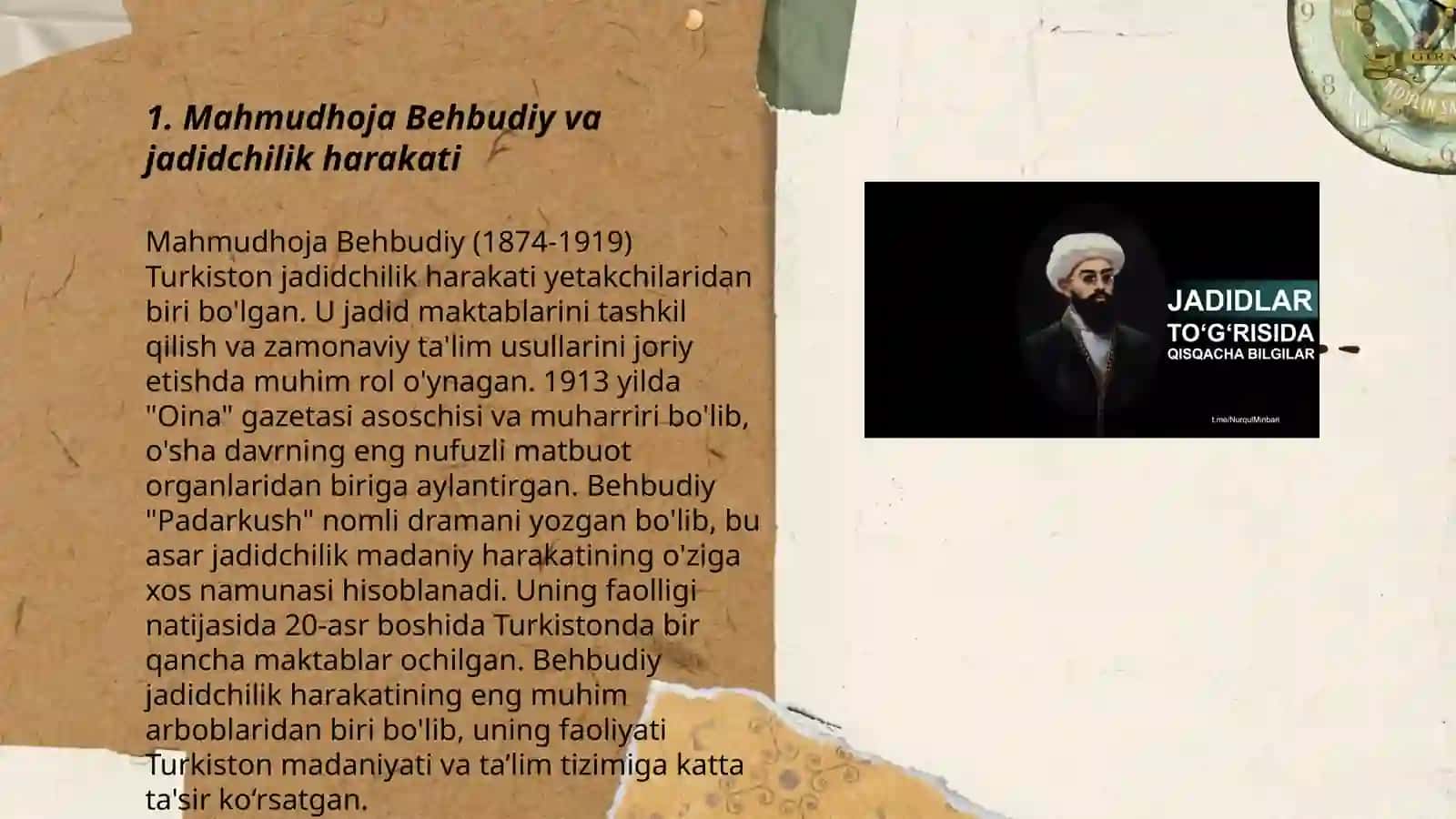 Mahmudhoja Behbudiy va jadidchilik harakati 3