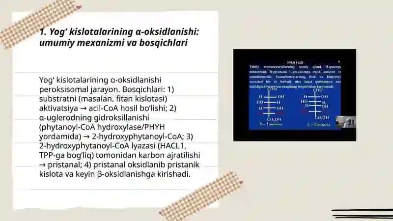 Yogʻ kislotalarini a- omega oksidlanishini, ahamiyati buzilishlari 3