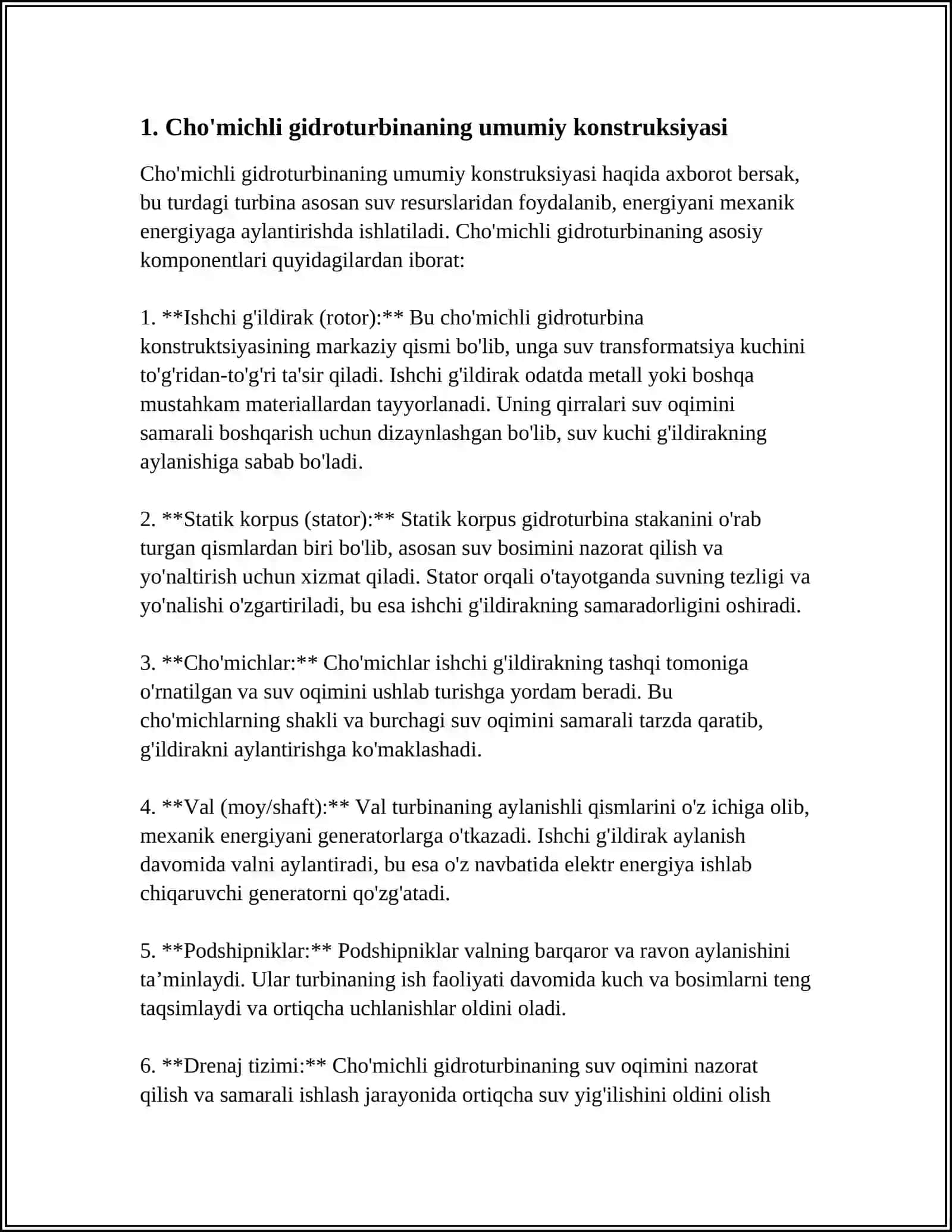 CHO'MICHLI GIDROTURBINALAR KONSTRUKSIYASI VA ASOSIY QISMLARI 3