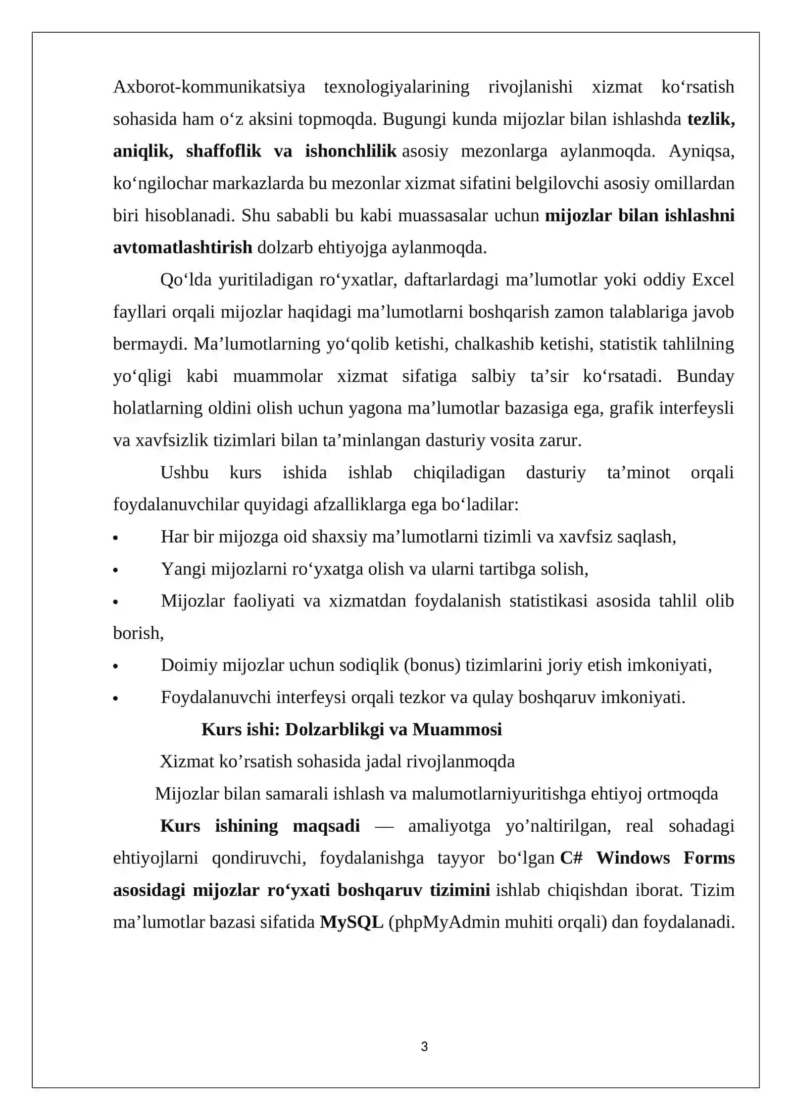 Ko‘ngilochar markaz uchun mijozlar ro‘yhati 3