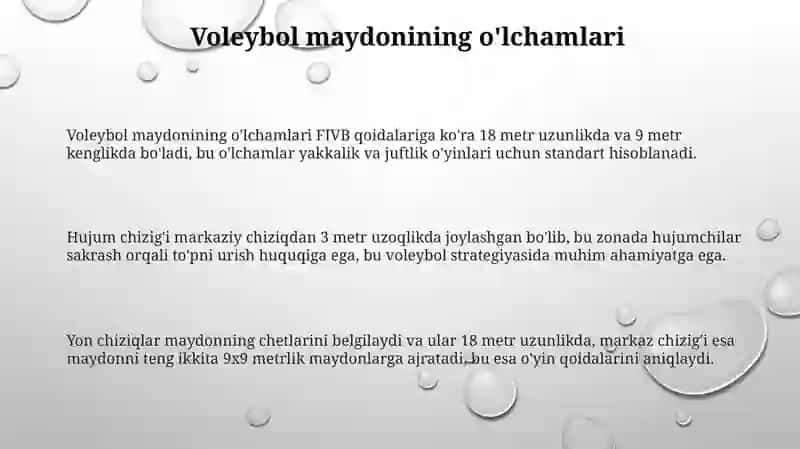 Volleybol oyin maydonini oʻlchamlari 3