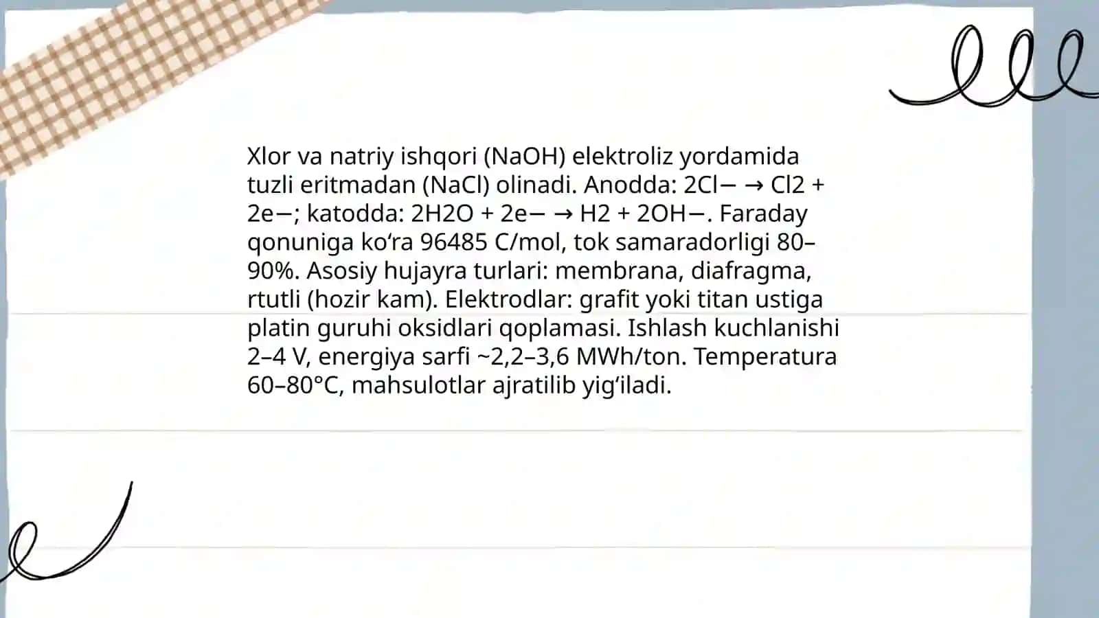 Xlor va natriy ishqorining elektrokimyoviy ishlab chiqish 3