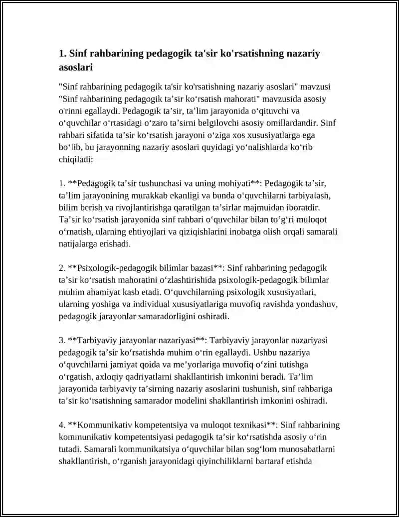 Sinf Rahbarining Pedagogik Ta'sir Ko'rsatish Mahorati 3