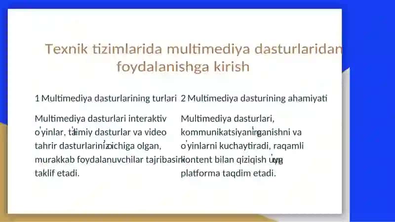 Texnik tizimlari multimediya dasturlaridan foydalanish texnologiyalari 3