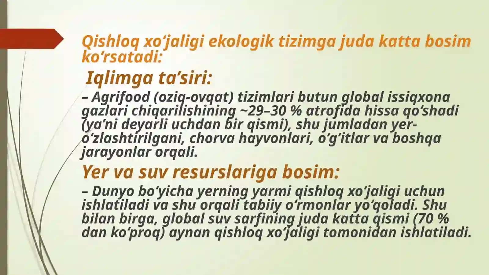 Sayyoramiz kelajak ekologik holatini aholi soni qishloq xo’jaligi ishlab chiqarish tabbiy resurslar va atrof muhit ifloslanishi 3