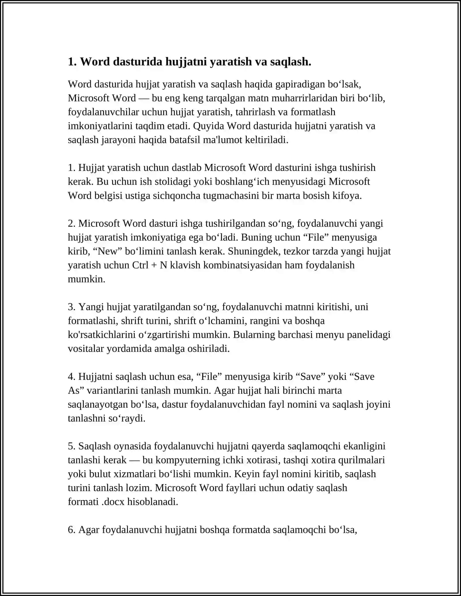 BOSHLANG'ICH SINF O'QITUVCHILARINI ME'YORIY HUJJATLARINI TAYYORLASHDA WORD DASTURIDAN FOYDALANISH 3