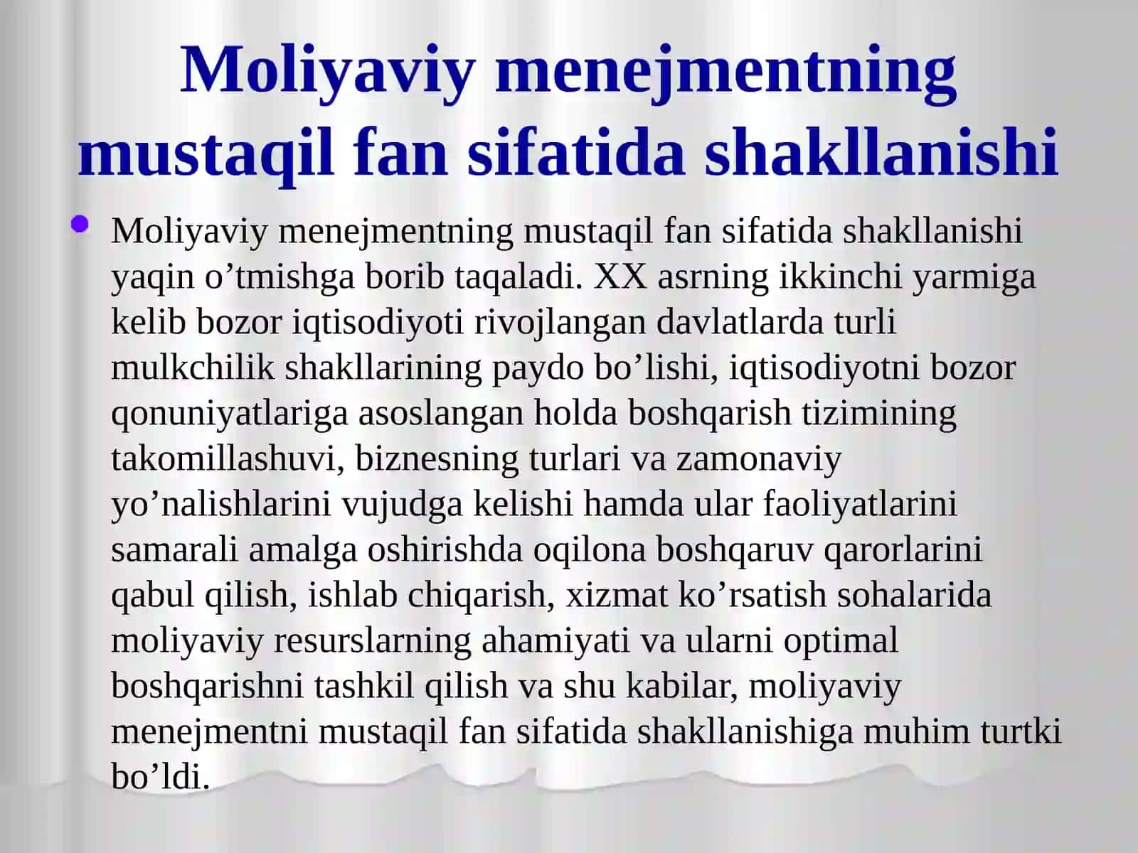 “Moliyaviy menejment” fanining predmeti, ob’ekti, maqsadi va vazifalari 3