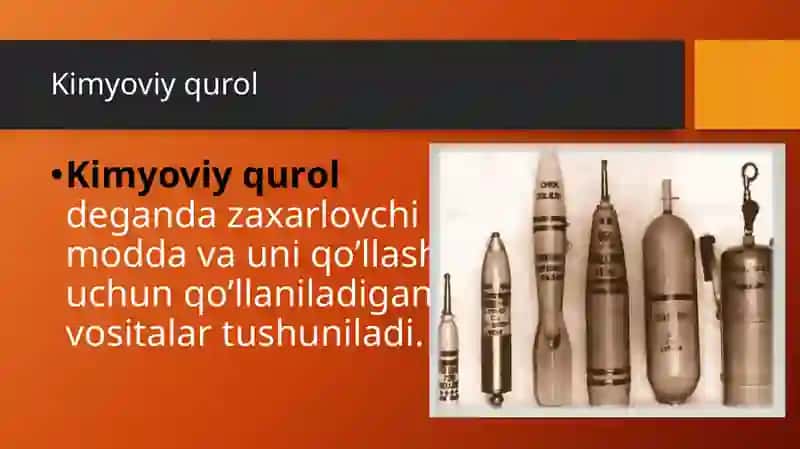 Kimyoviy qurol. Zaxarli moddalarning tasnifi. Kimyoviy vaziyatni baholash. 3