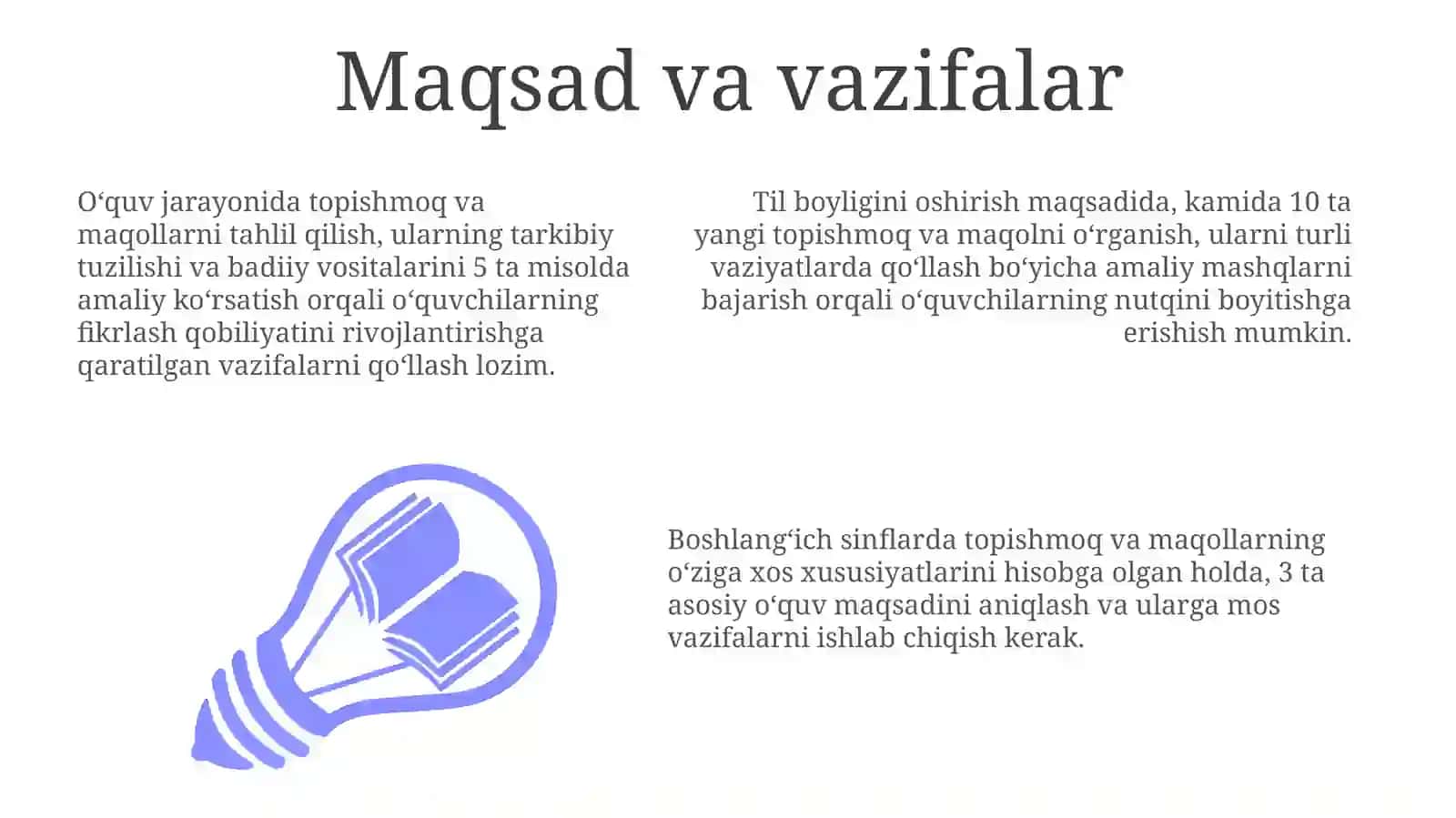 Boshlangʻich sinflarda topishmoq va maqollarni oʻzaro qiyoslab oʻqitish metodikasi 3