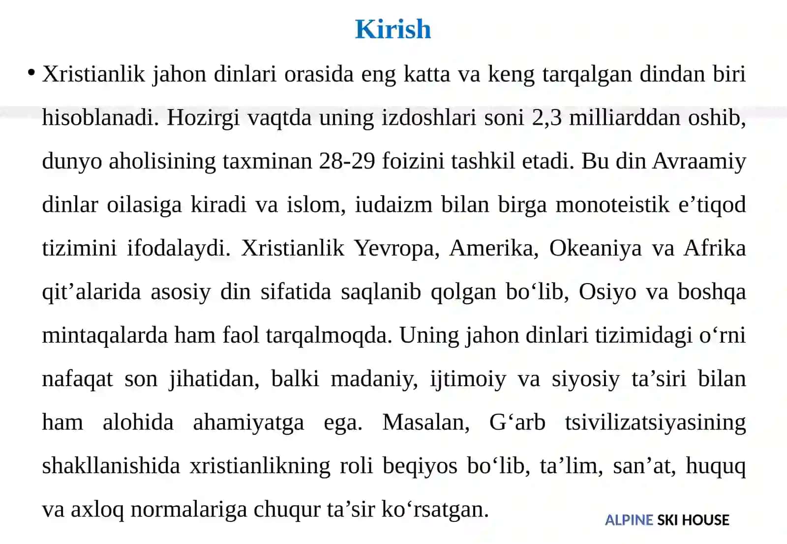 Xristianlikning paydo bo‘lishi, aqidalari, asosiy yo‘nalishlari, taʼlimotlari va manbalari 3