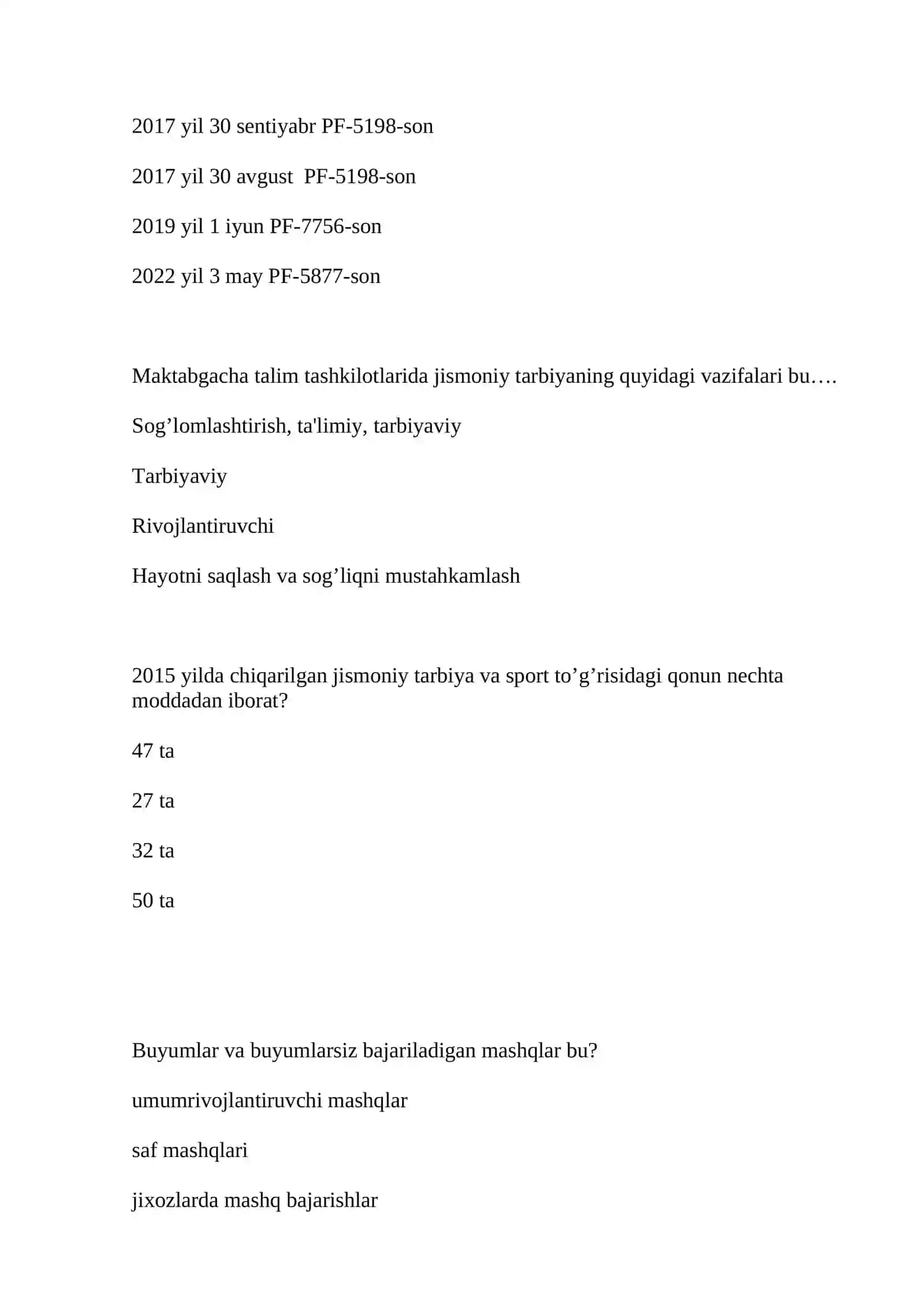 Maktabgacha talim tashkilotlarida jismoniy tarbiyaning quyidagi vazifalari bu… 3