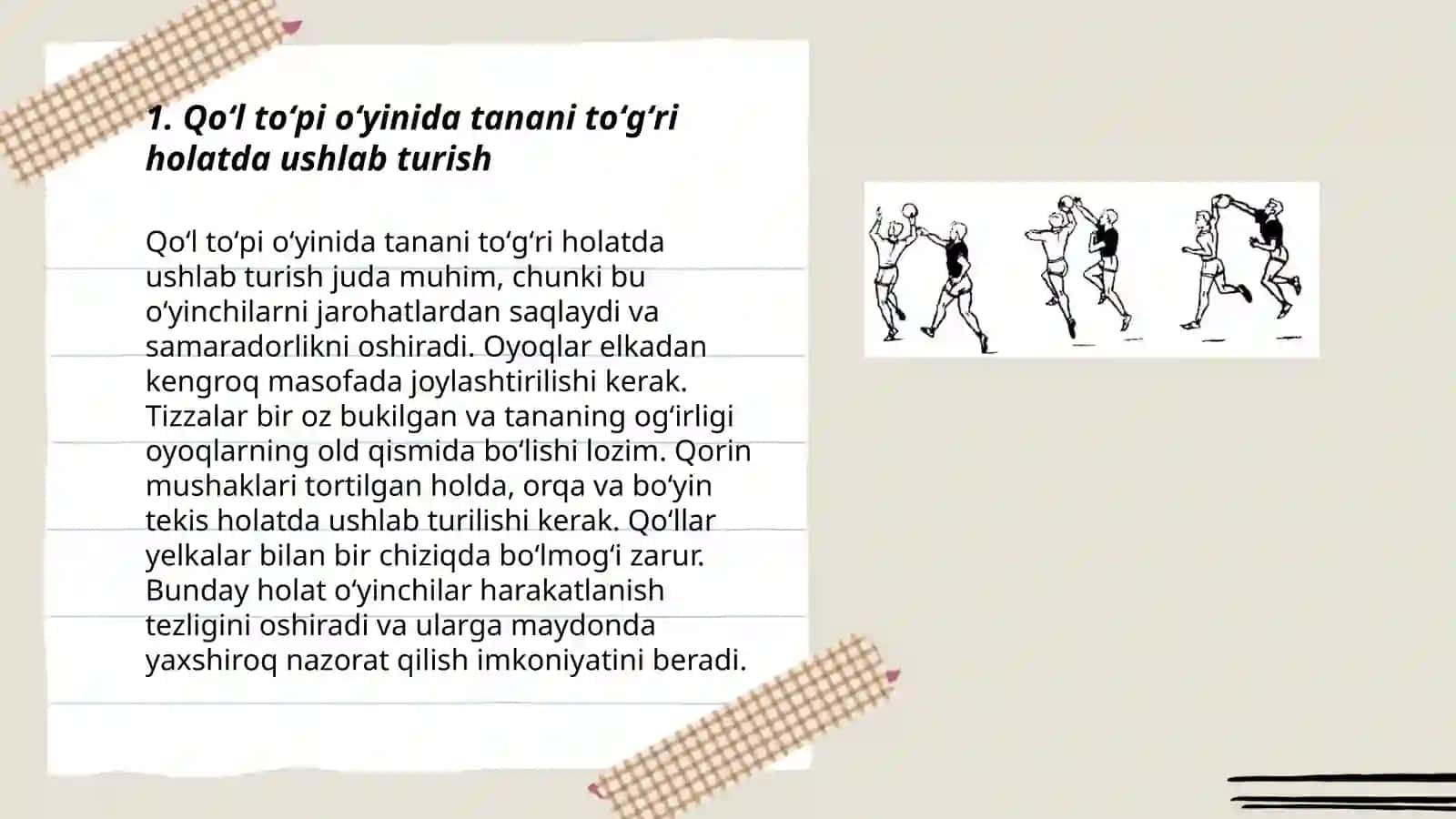 Qoʻl toʻpi oʻyinida harakatlanish va toʻpni boshqarish texnikasini oʻrgatish 3