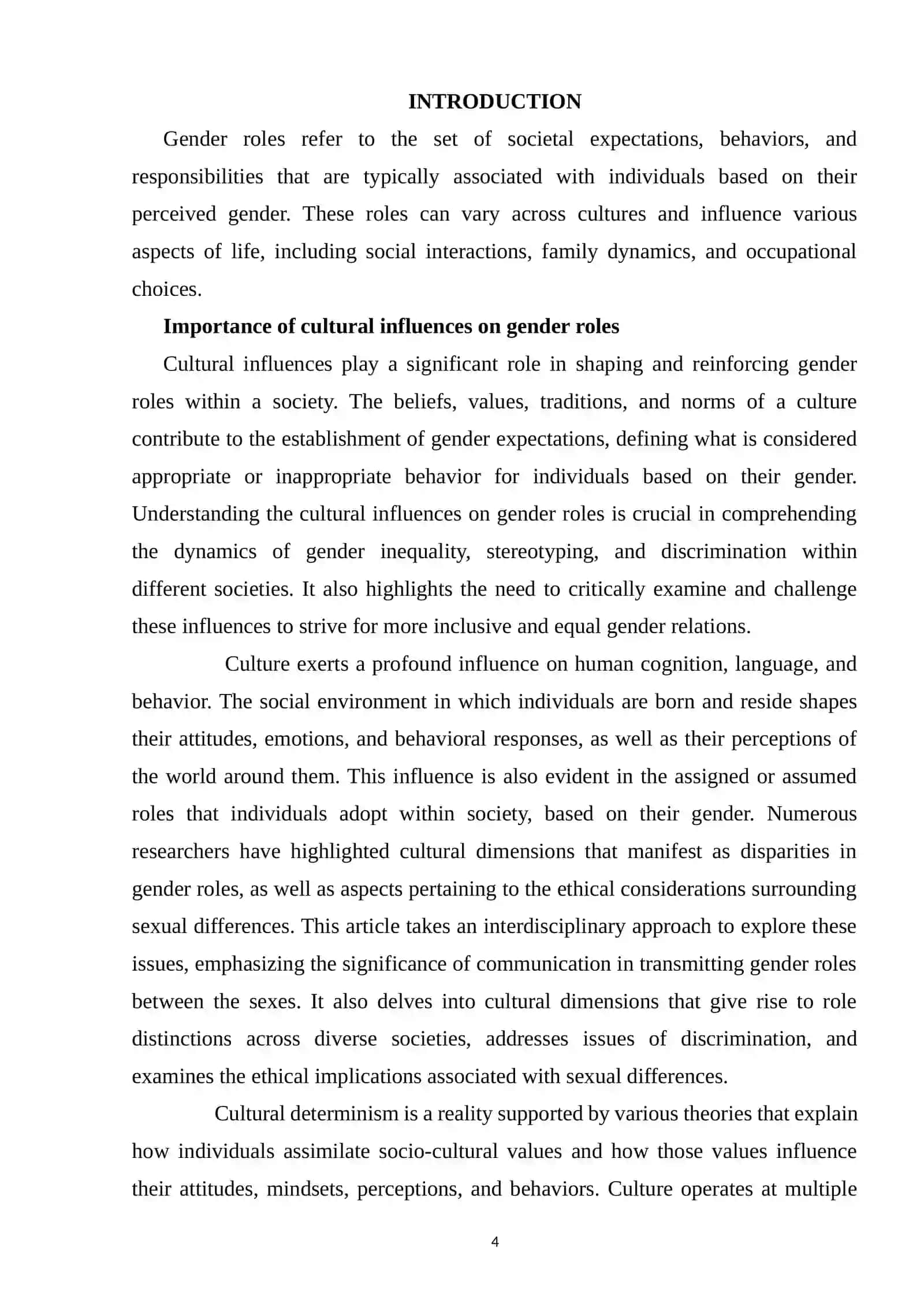 Course Paper on Gender Roles: Cultural Influences 3
