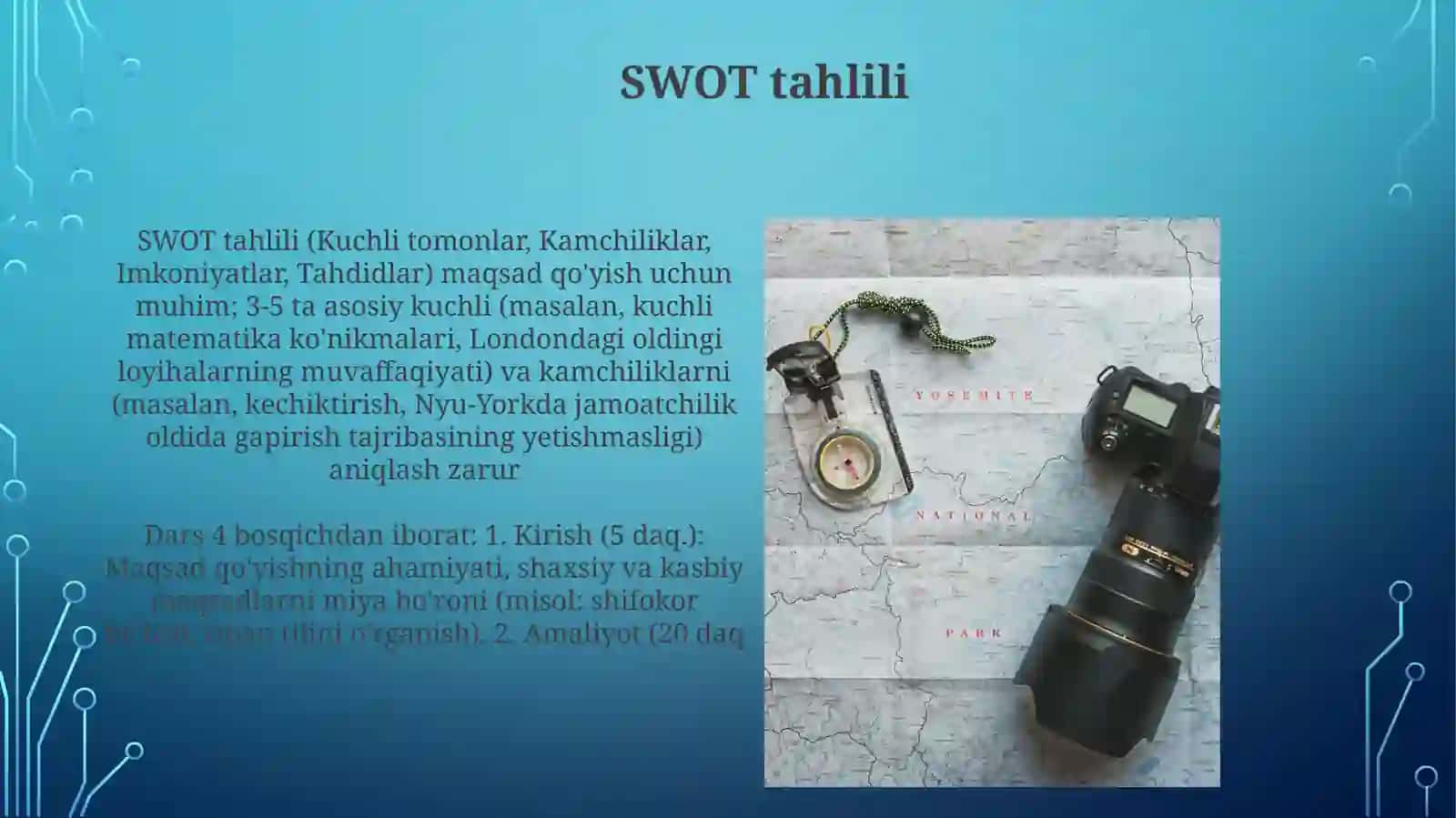 Maqsad va imkoniyat mavzusida ochiq dars ishlanmasi 3