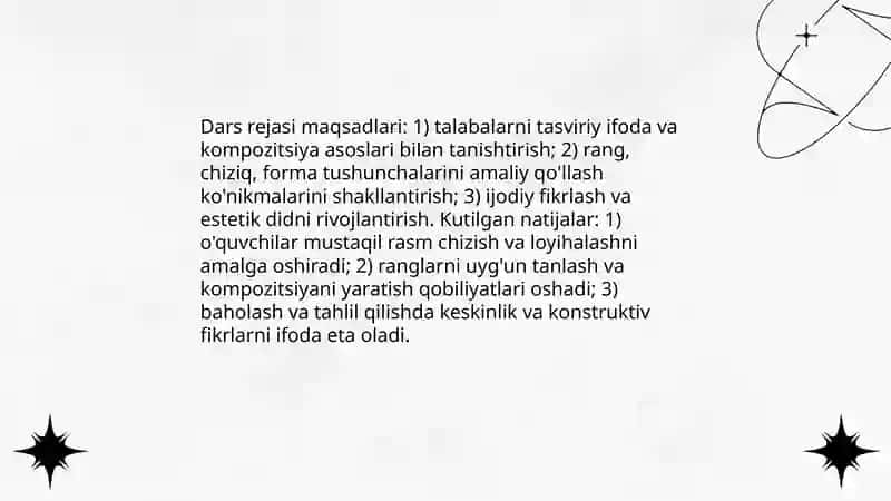 Tasviriy san'at fani mashg'ulotlarini tahlil etish 3
