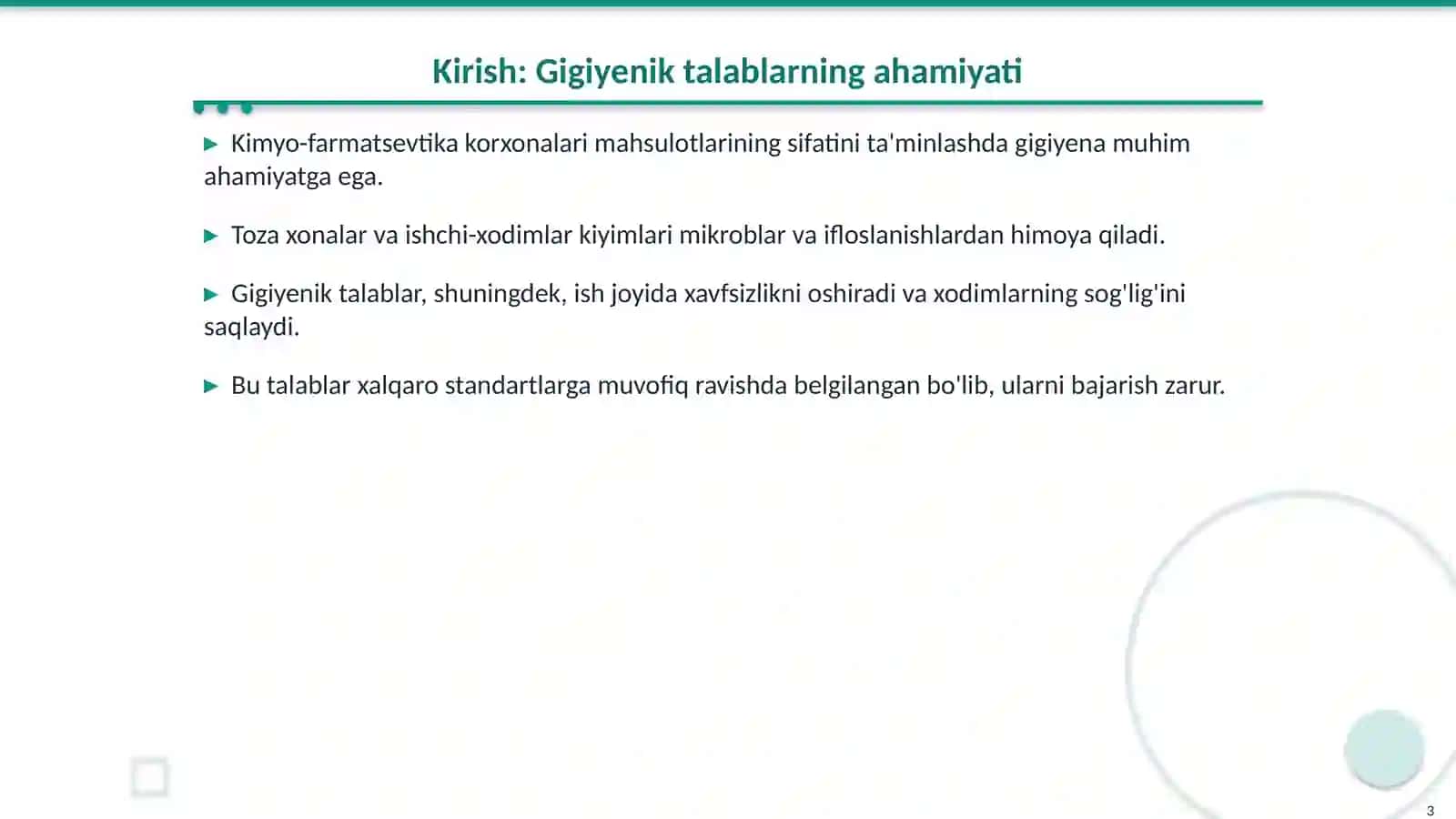 Kimyo-farmatsevtika korxonalarida gigiyenik talablar 3
