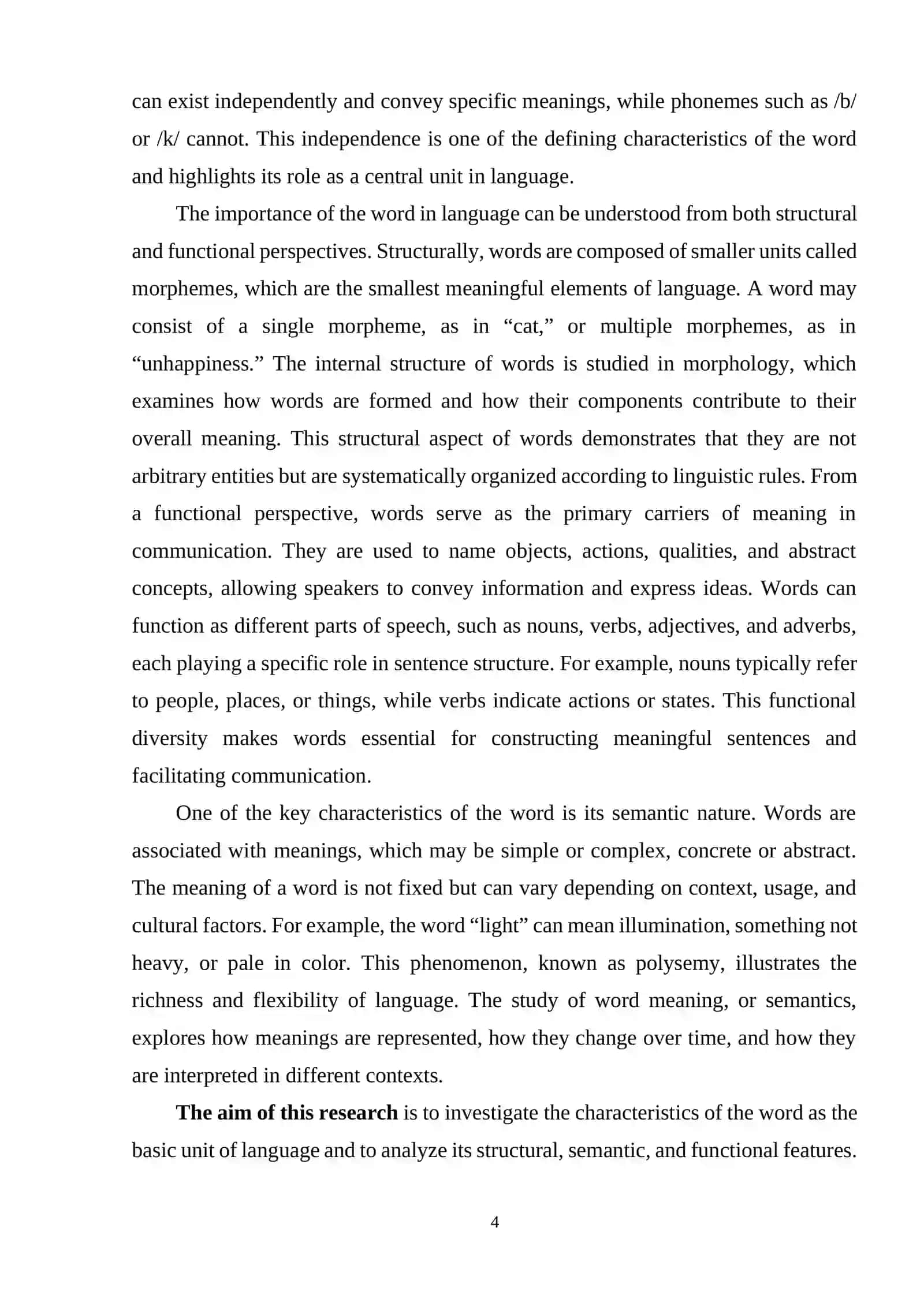 Characteristics of the Word as the Basic Unit of Language 3