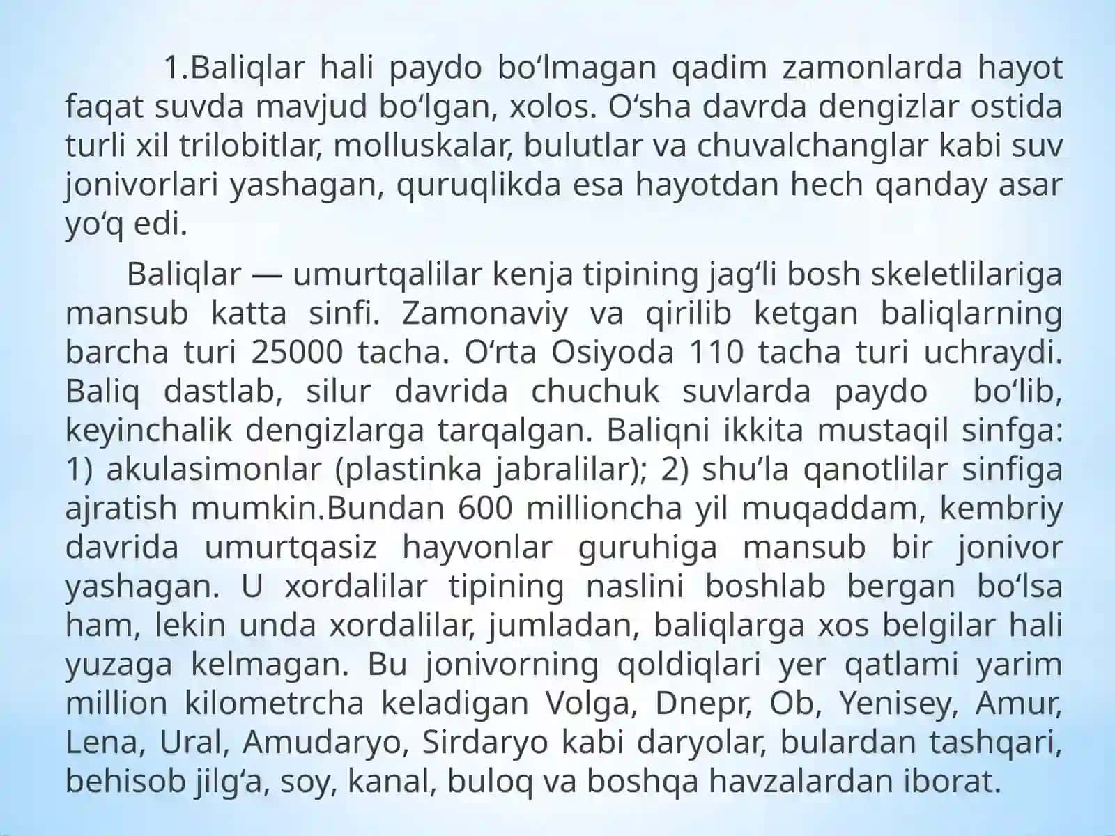 O’rta Osiyo suv havzalarida uchraydigan baliq turlari va ularning ekologik guruhlari 3