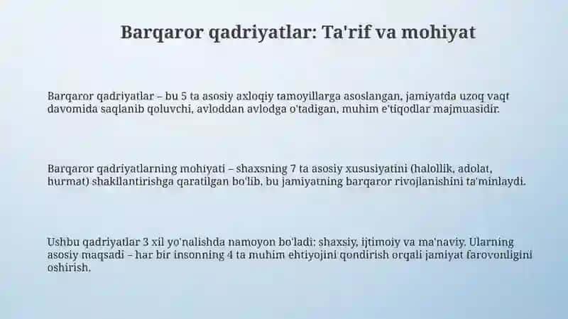 Barqaror qadriyatlar: Ta'rif va mohiyat 3