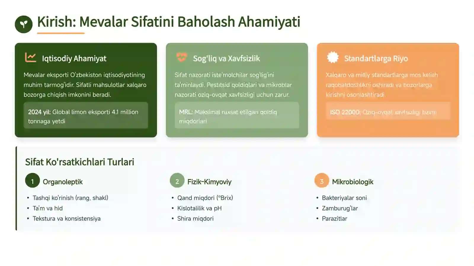 Danakli, Urug'li, Rezavor va Sitrus Mevalarning Sifat Ko'rsatkichlari va Standart Talablari 3
