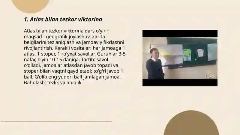 Geografiya darslarida o'yin mashiqlari 3