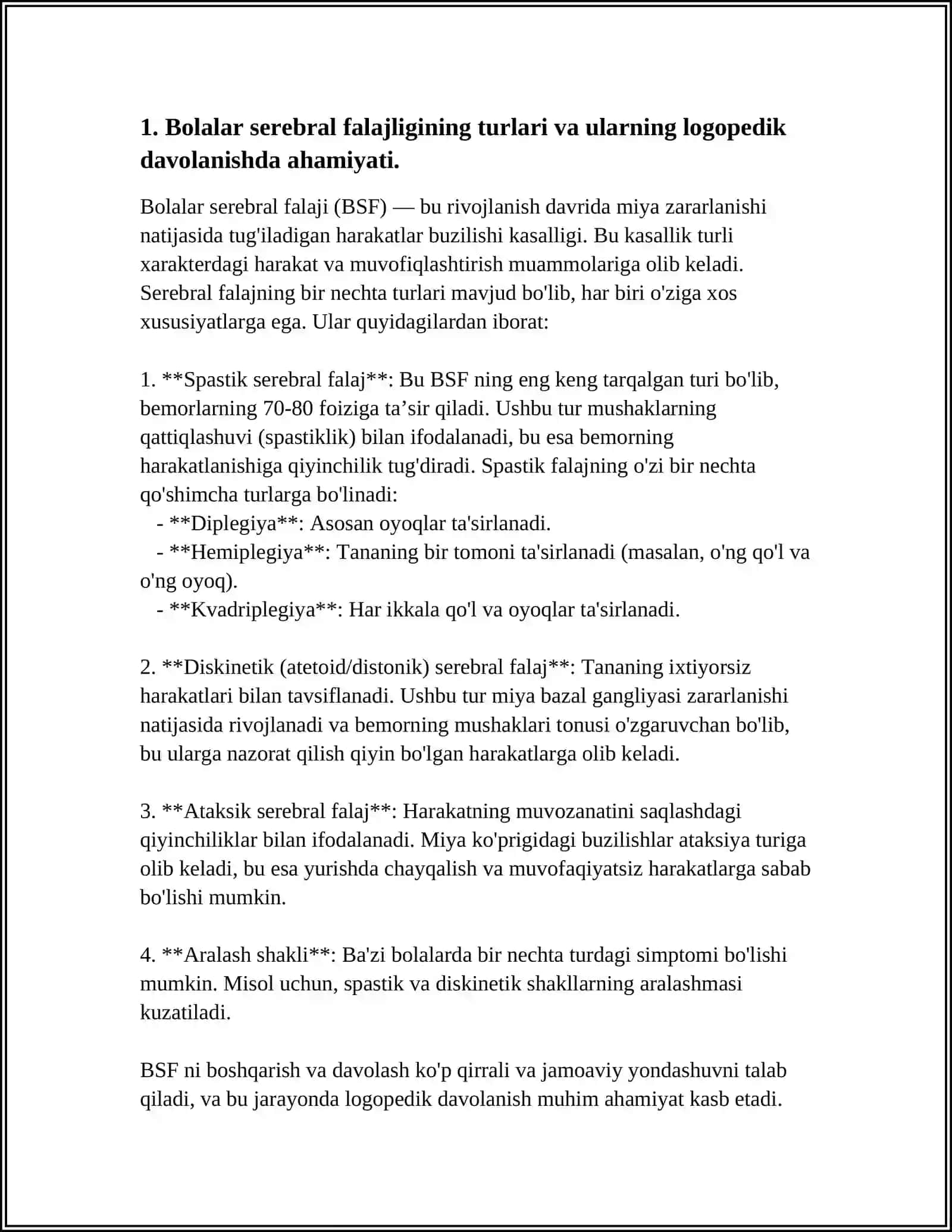 Bolalar serebral falajligiga ega bolanlarga logopedik yordam 3