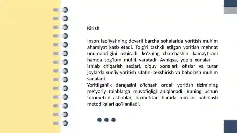 Xonalarning sunʼiyyoritilganlik koʻrsatgichlarini tekshirish va baholash usullari 3