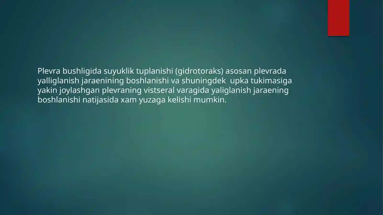 Plevrabo’shlig’ida havova suyuqlik to’planish sindromi 3