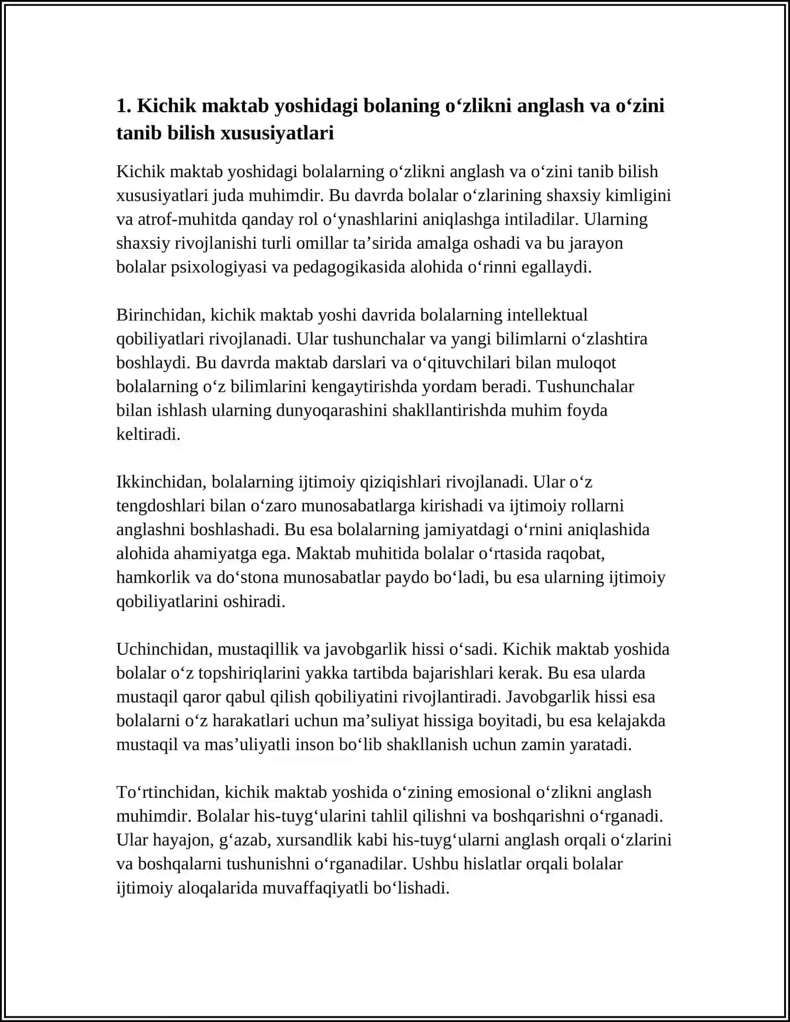 Kichik maktab yoshidagi bolaning shaxsiy rivojlanish xususiyatlari 3