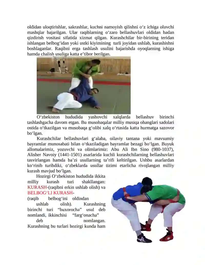 Milliy kurash va belbog‘li kurashi rivojlanish tarixi 3
