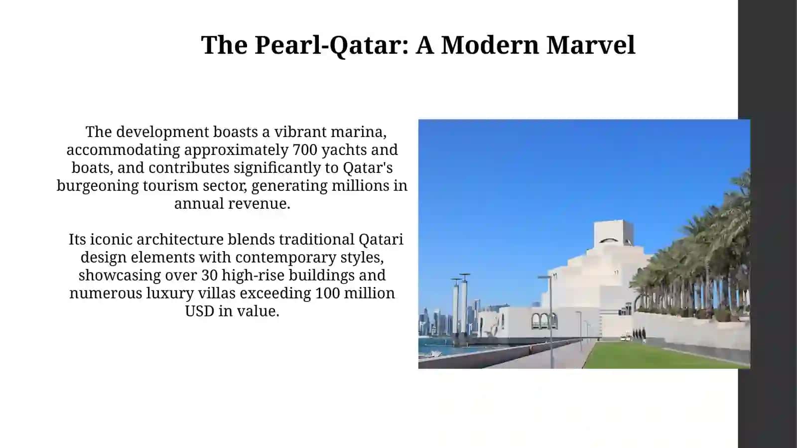Qatar davlatining ikki muhim tarixiy va ikki zamonaviy diqqatga sazovor joylari haqida 3