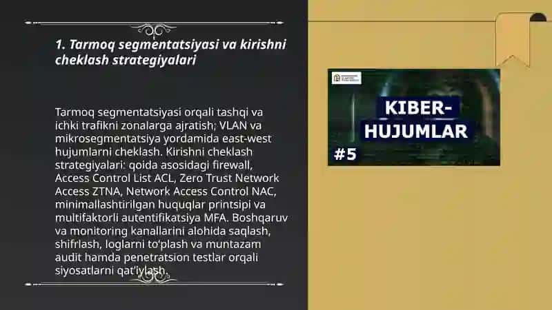 Tarmoq segmentatsiyasi va kirishni cheklash strategiyalari 3