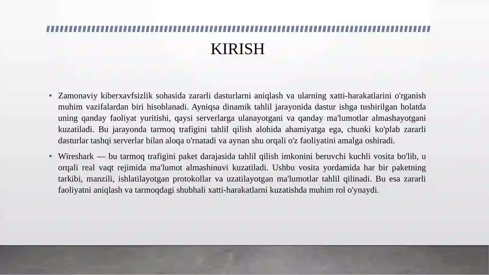 Dinamik tahlilda Wireshark yordamida tarmoq trafigini tahlil qilish va anomaliyalarni aniqlash. 3