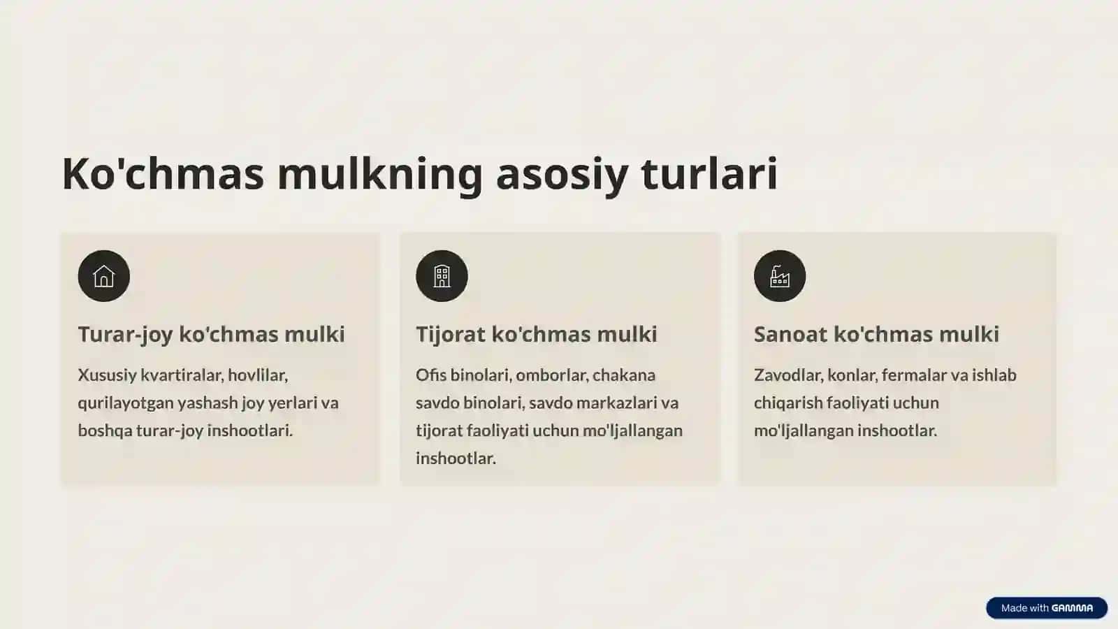 Ko'chmas mulk tushunchasi va uni aniqlash mezonlari 3
