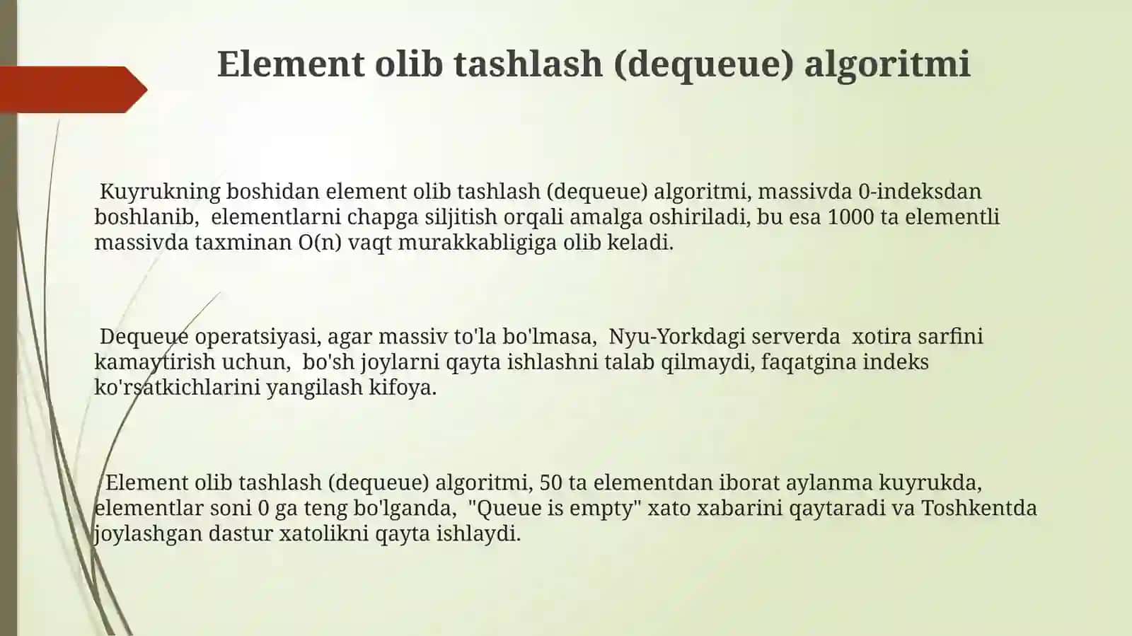 Navbat.Navbatnimassivyordamidatasvirlashvaularustidagiamalbajarishalgoritmlari 3