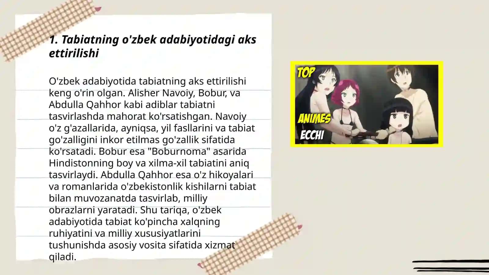 Tabiat oid ózbek hamda jahon yozuvchilarning ilmiy hikoyalarni tóplash,órganish va tahlil qilish 3